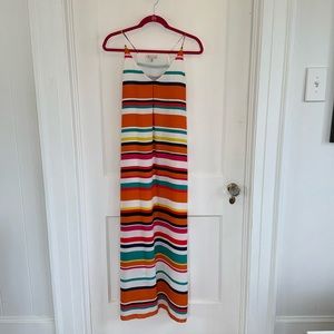 Multicolored Striped slip dress w/side slits. 50" total length. SZ 6